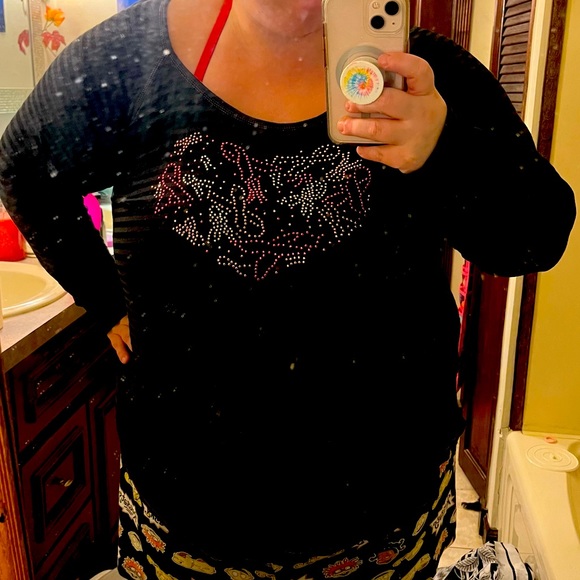 Style&Co Plus Size 3X long sleeve Breast Cancer Awareness shirt. Pink and Black - Picture 2 of 4